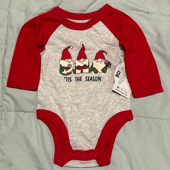 Holiday Time Baby and Toddler Long Sleeve Raglan Christmas Bodysuit - Picture 1 of 1